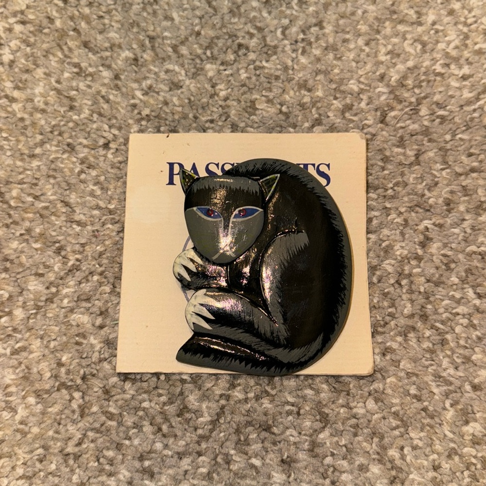Cat pin from Bali vintage passports